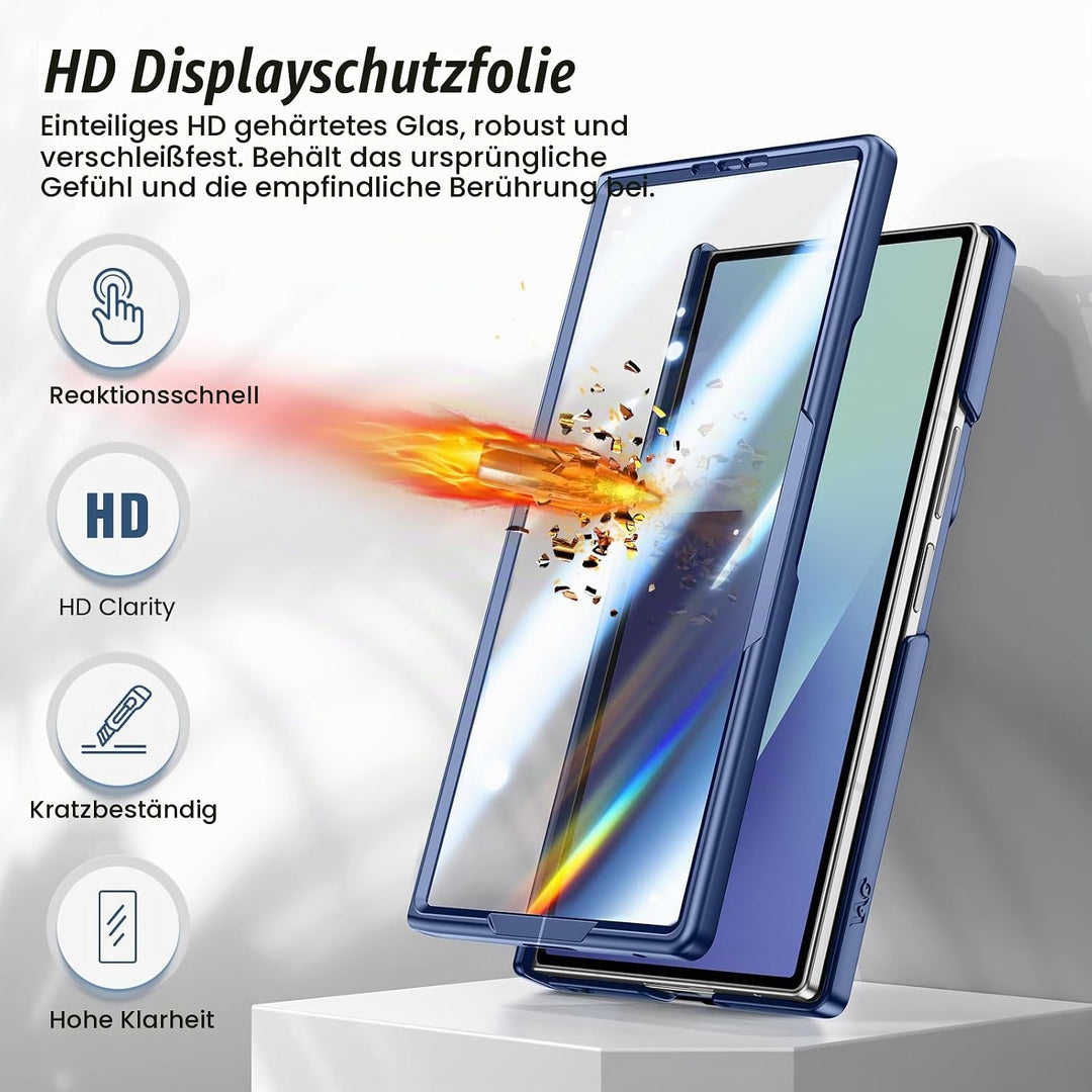 für Samsung Galaxy Z Fold 7 Hülle mit Ständer &amp; Displayschutzfolie, Ganzkörper Robuste Schutzhülle m