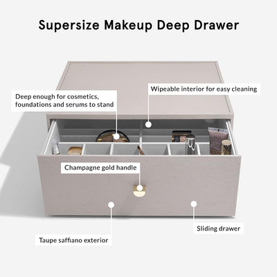 Stackers Taupe Supersize Makeup Deep Drawer, Taupe