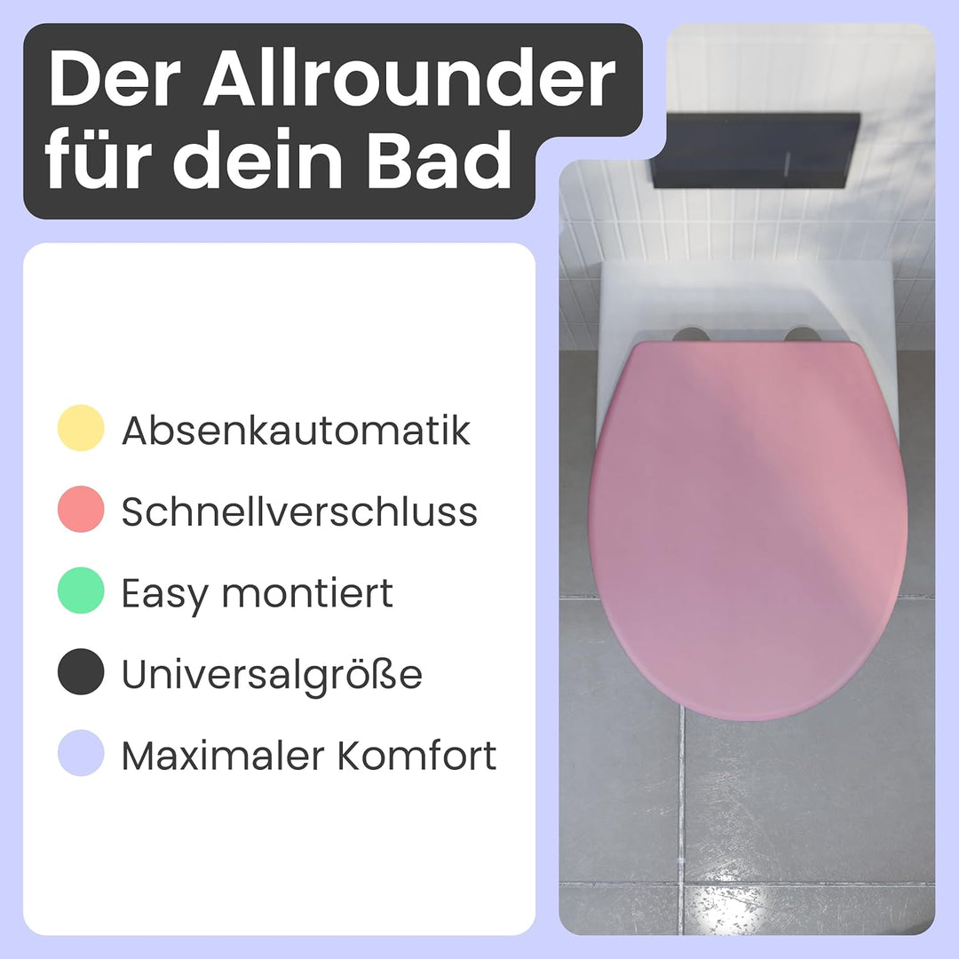 instmaier Helma | Toilettendeckel mit Absenkautomatik | Trendfarbe Koralle | TÜV geprüft | Ovale For