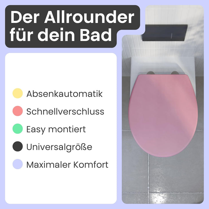instmaier Helma | Toilettendeckel mit Absenkautomatik | Trendfarbe Koralle | TÜV geprüft | Ovale For