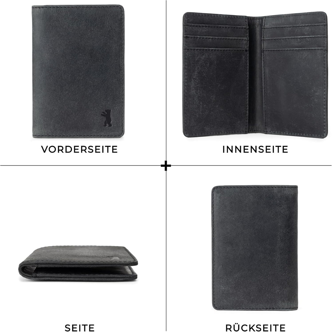 Berliner Bags Vintage Kartenetui Porto aus Leder mit RFID-Schutz und Geschenkbox, Slim Wallet Geldbö