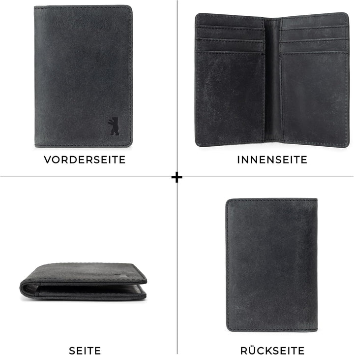 Berliner Bags Vintage Kartenetui Porto aus Leder mit RFID-Schutz und Geschenkbox, Slim Wallet Geldbö