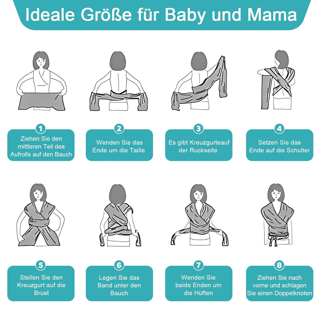 Tragetuch elastisch für Neugeborene und Kleinkinder, Babytragetuch Kindertragetuch Baby Bauchtrage S