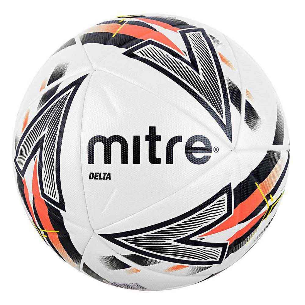 Mitre Delta One Fussball, sehr langlebig, verbesserte Genauigkeit und Konsistenz, Ball 4 Weiss/Schwa