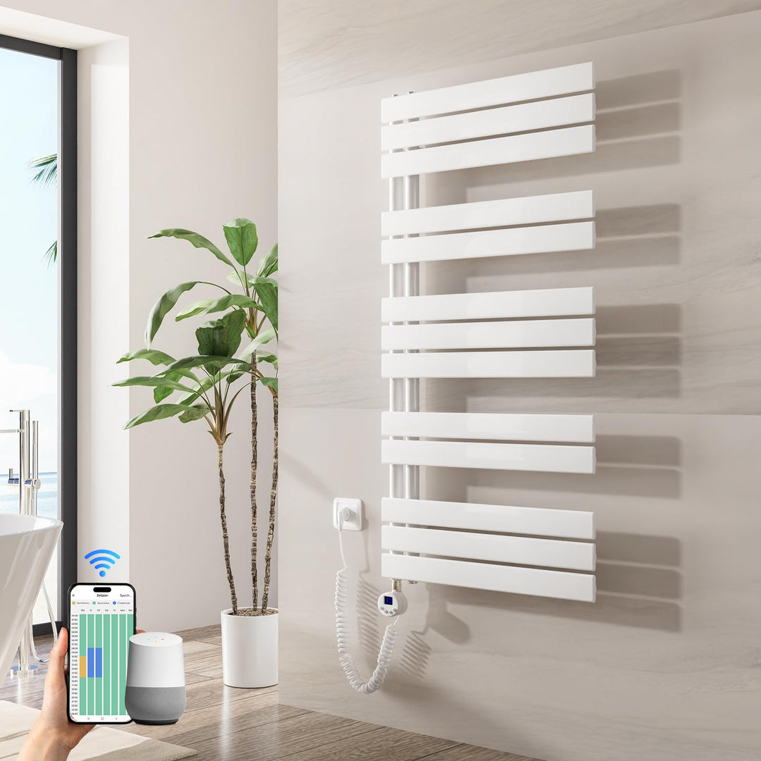 Heilmetz Badheizkörper Elektrisch WiFi 1176 x 600 mm,Flach Bad Heizkörper mit Digitalem Thermostat,