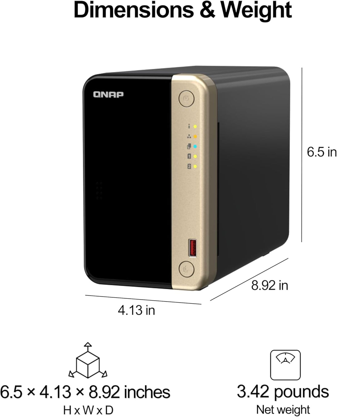 QNAP TS-264-8G-US Hochleistungs-Desktop-NAS mit Intel Celeron Quad-Core-Prozessor, M.2 PCIe Slots un