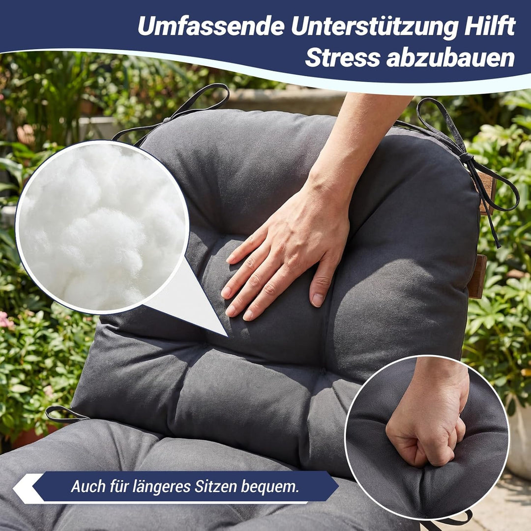 Dicke Outdoor Sitzkissen Stuhl 2 Stück Wasserdichtes (Dunkelgrau) | Erwachsene Stuhlkissen 48*48 mit