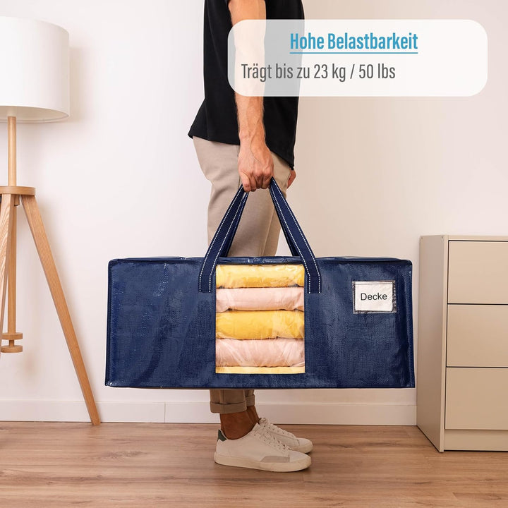 VENO 87 Liter extra grosse Umzugstaschen mit starke Griffe und Reissverschlüsse Faltbare Aufbewahrun