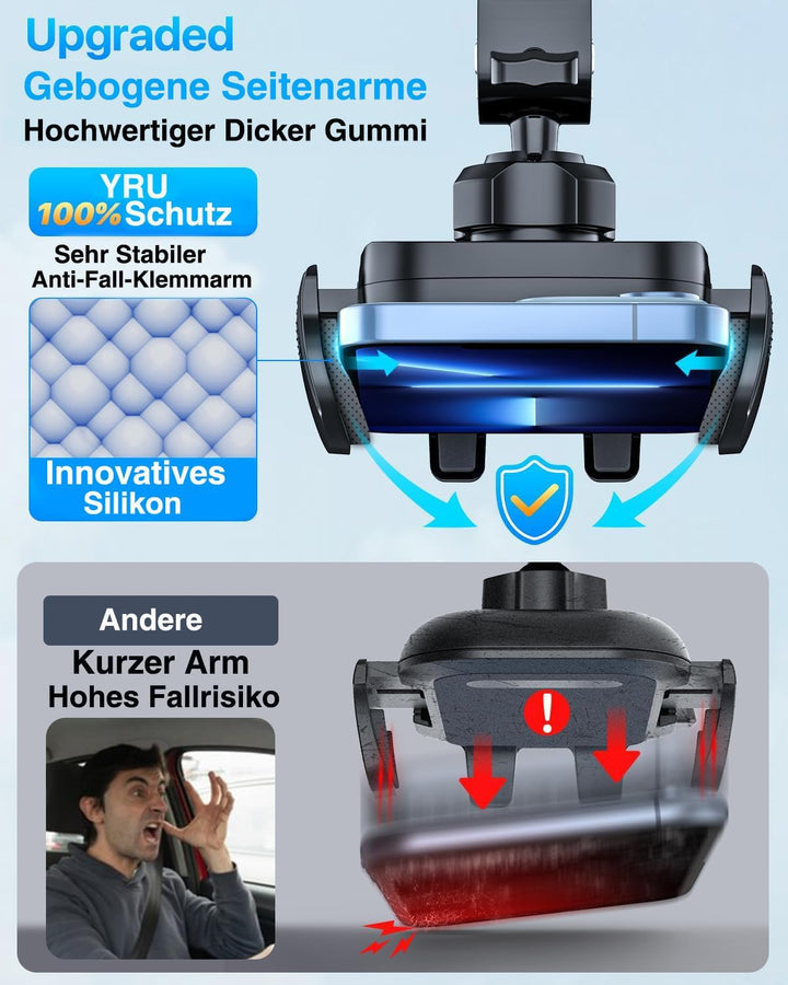 【2025 Militär-Klasse】Handyhalterung Auto Upgrade【Stärkst Saugnapf & Lüftungsclip】Handy Halterung Aut