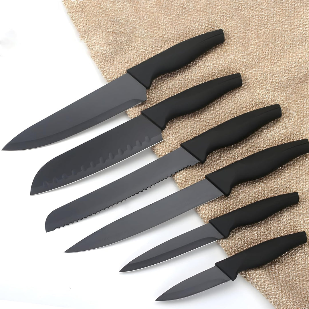 Retoo Messerset 16tlg Messerblock Küchenmesser Set, Kochmesser Set Edelstahl, Präzisionsklingen, Kra