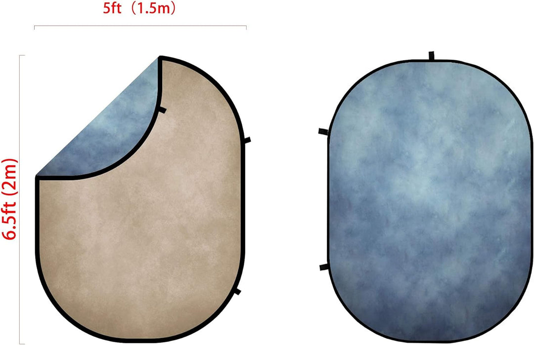 Kate Hintergrund 1,5x2m Zusammenklappbarer Hintergrund Hellbrauner doppelseitiger Hintergrund Blaue