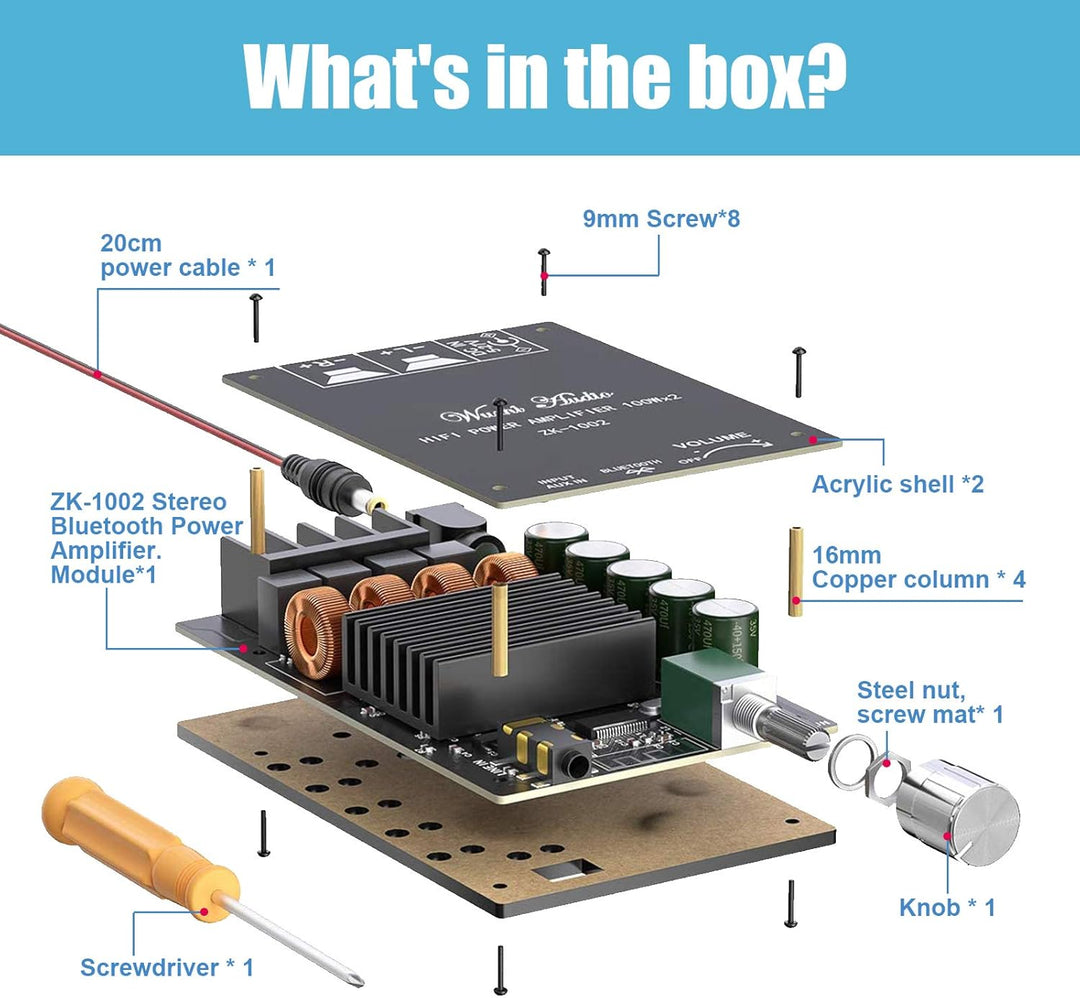200W Bluetooth-Verstärkerplatine TPA3116,100W + 100W Audioverstärkerplatine mit LC-Filtertechnik, Zw