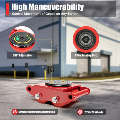 Panzerrollen,Transportfahrwerk,Industrieroller mit 4 PU-Richtungsräder Roller Drehplatte Möbeltransp