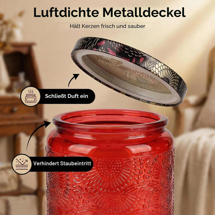LumaCraft Candle Luxus Relief Kerzengläser zum Kerzen giessen- 12er Pack Leere Glasgefässe mit Luftd