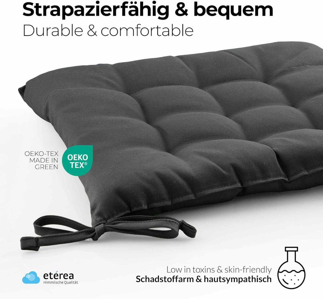 etérea Sitzkissen 40x40 cm für Innenbereich Balkonmöbel Gartenmöbel - Stuhlkissen Outdoor Set mit Bä