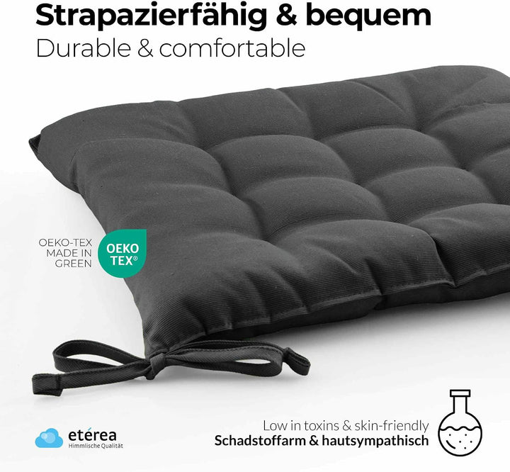 etérea Basic Sitzkissen 40x40 cm 6er Set mit Bändern Anthrazit 6 Stück - 40x40 cm Anthrazit, 6 Stück