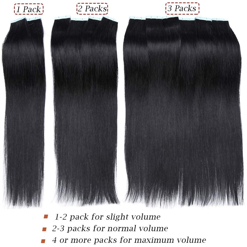 SEGO Tape Extensions Echthaar 20 Tressen/20 g Klebeband Haarverlängerung Haarteile 100% Remy Human H