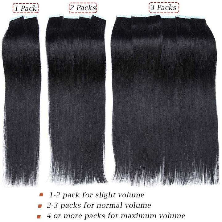 SEGO Tape Extensions Echthaar 20 Tressen/20 g Klebeband Haarverlängerung Haarteile 100% Remy Human H