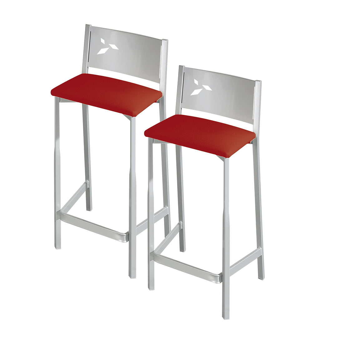 ASTIMESA Zwei Hocker für die Küche, 60 cm, Kunstleder, Rot, Rot