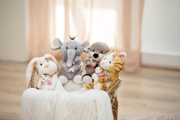 NICI Kuscheltier Elefant 20cm mit Elefantenkind 6cm - grau - Stofftier aus weichem Plüsch, niedliche