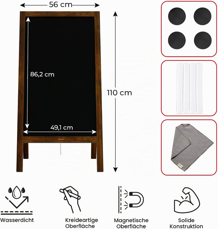 ALLboards Kundenstopper Wasserfest mit lackiertem Holzrahmen 118x61cm, Werbetafel, Gehwegaufsteller,