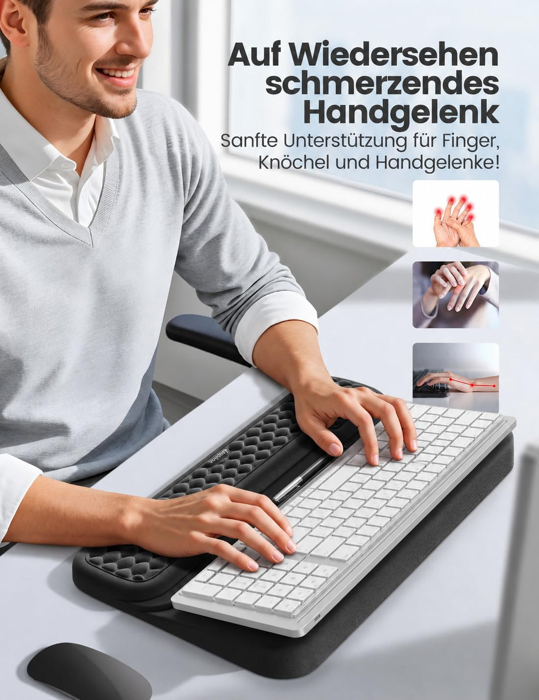Vaydeer Handgelenkauflage mit Tastaturständer, Computer-Handgelenkstütze, ergonomische Tastaturerhöh