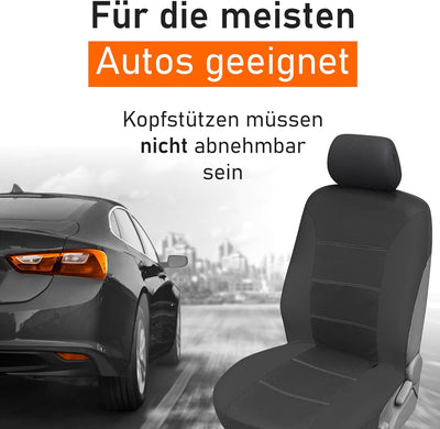 Upgrade4cars Autositzbezüge Set für die Vordersitze | Auto-Schonbezüge Universal in Schwarz | Autosi