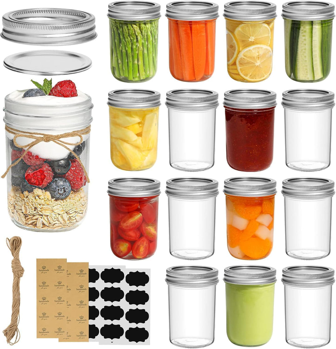 ComSaf 250ml Einmachgläser mit Deckel 16 Stück Mason jar, Vorratsgläser für Lebensmittel für selbstg