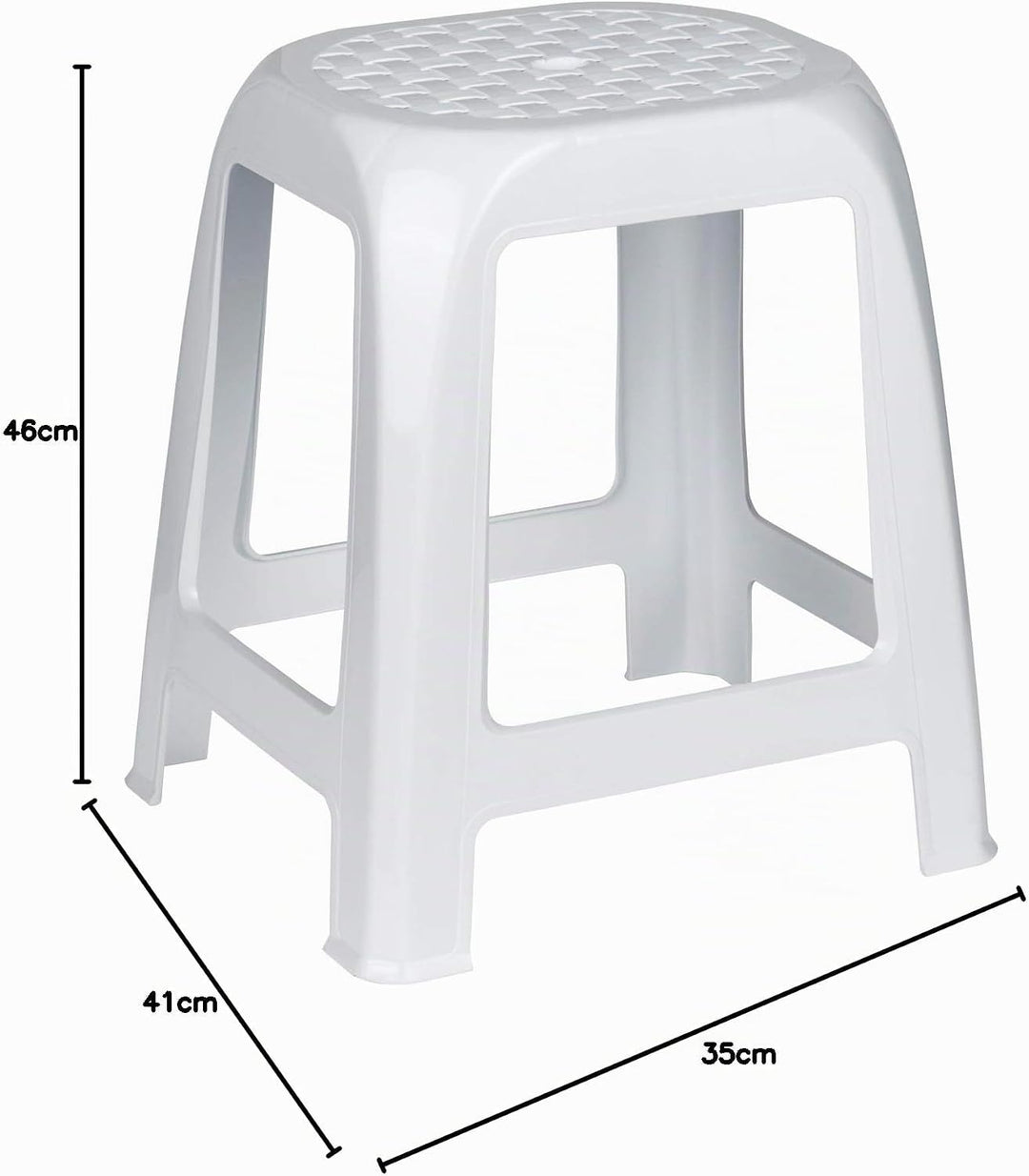 Kreher Hocker aus Kunststoff in Weiss. Sitzfläche im Rattan Design. Ideal für Dusche, Bad und Hausha
