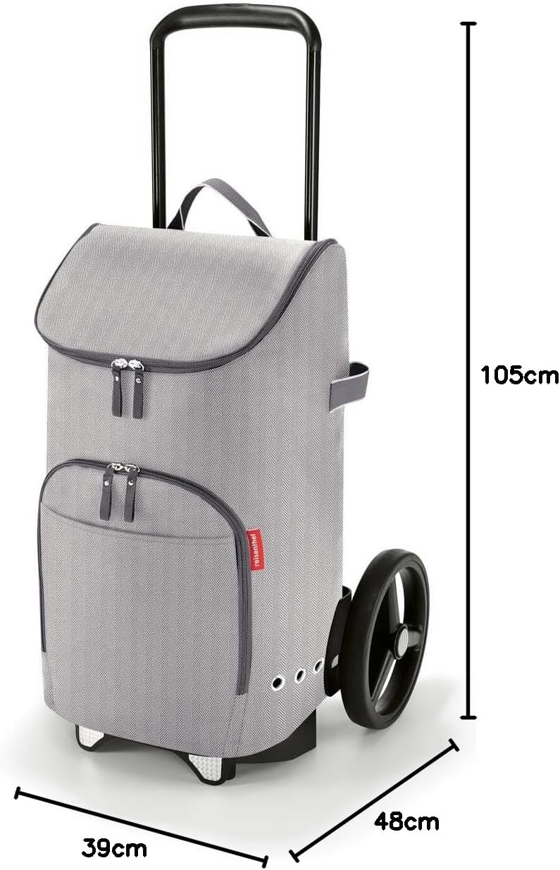 reisenthel citycruiser Set (Rack + Bag) Herringbone Grey - Praktischer Einkaufstrolley mit Mehreren