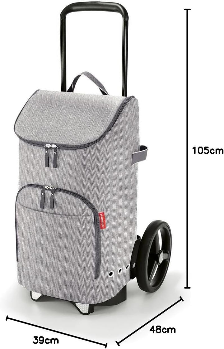 reisenthel citycruiser Set (Rack + Bag) Herringbone Grey - Praktischer Einkaufstrolley mit Mehreren