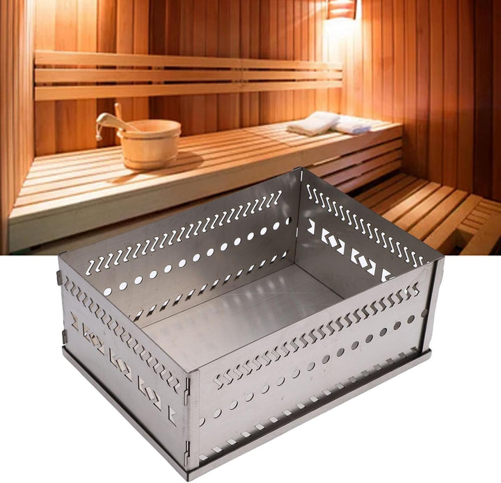 Sauna Stein Korb Halter, Edelstahl Sauna Rocks Steins Tand, Holzkohle Feuer Kasten Korb Grill für Ho