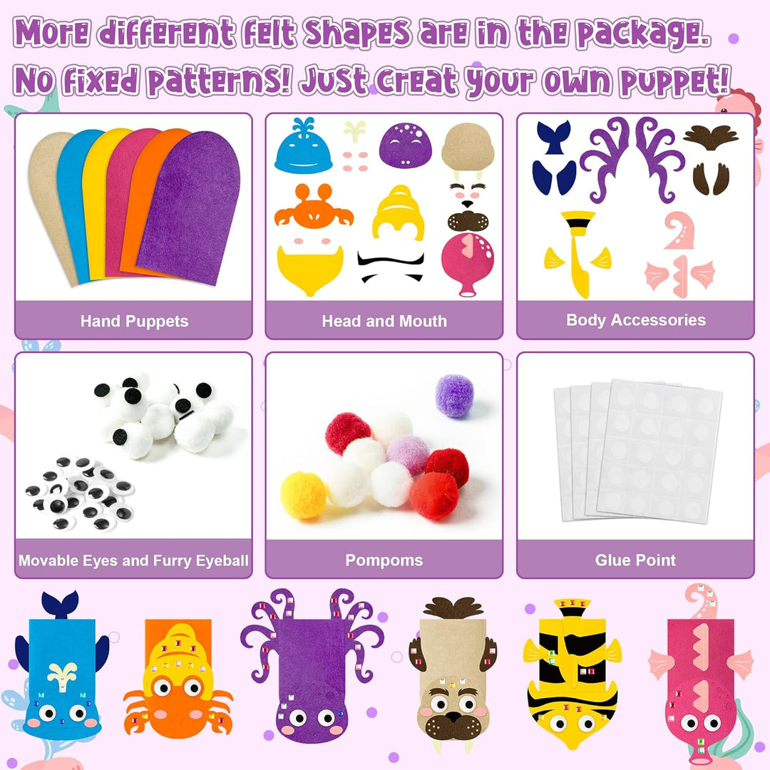 WATINC Felt Handpuppe DIY Art Craft Set 6 Stück Puppentheater Kreatives DIY-Set zum Selbermachen für