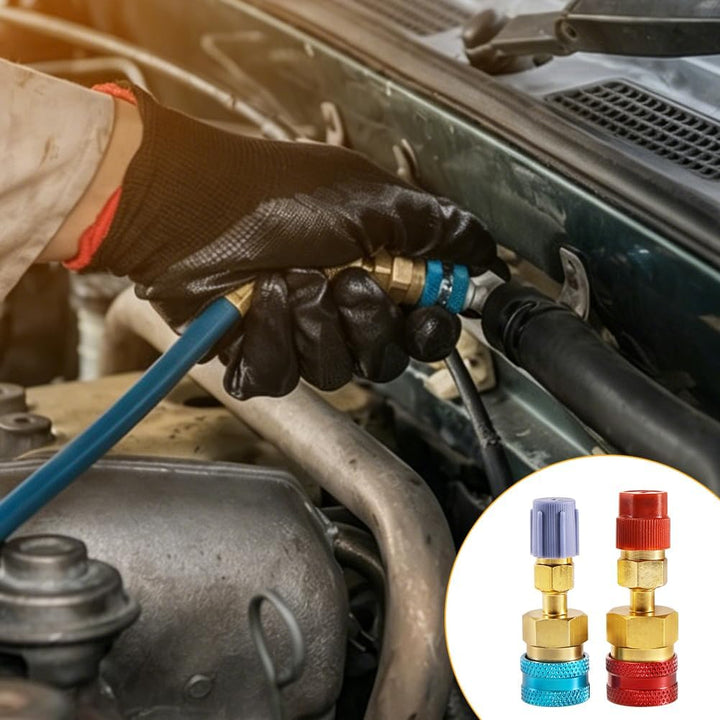 2 Stück R1234yf auf R134a Adapter, Kältemittel-Nachfüllsatz, Schnellkupplungs-Anschlussadapter, High