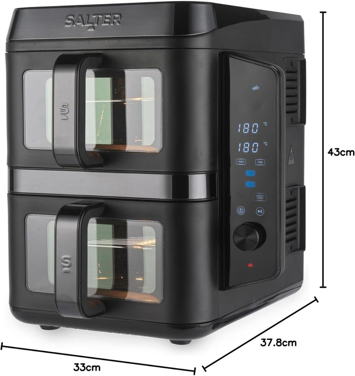 Salter VertiCook View Heissluftfritteuse - Vertikale Doppelschublade, Kochen auf 4 Ebenen, 9L Kapazi