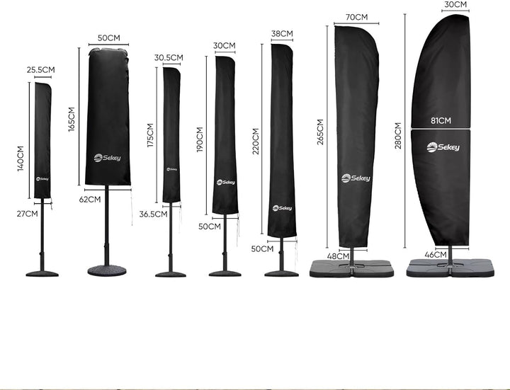 Sekey Doppelsonnenschirm Schutzhülle | Abdeckhauben für Sonnenschirm | 165×50/62 cm – Extrabreite Ab