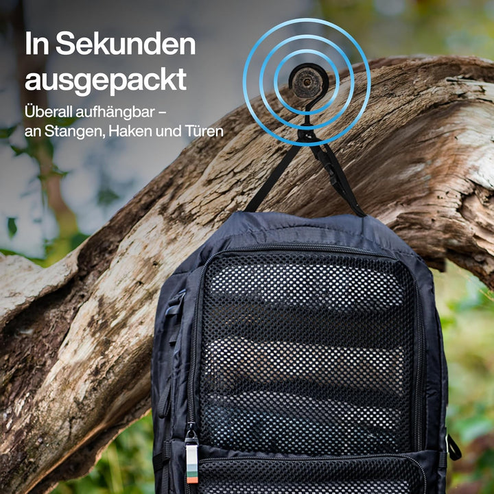 TRAVEL DUDE Hanging Packing Cube mit Kompression aus recycelten Plastikflaschen | Hängende Packwürfe