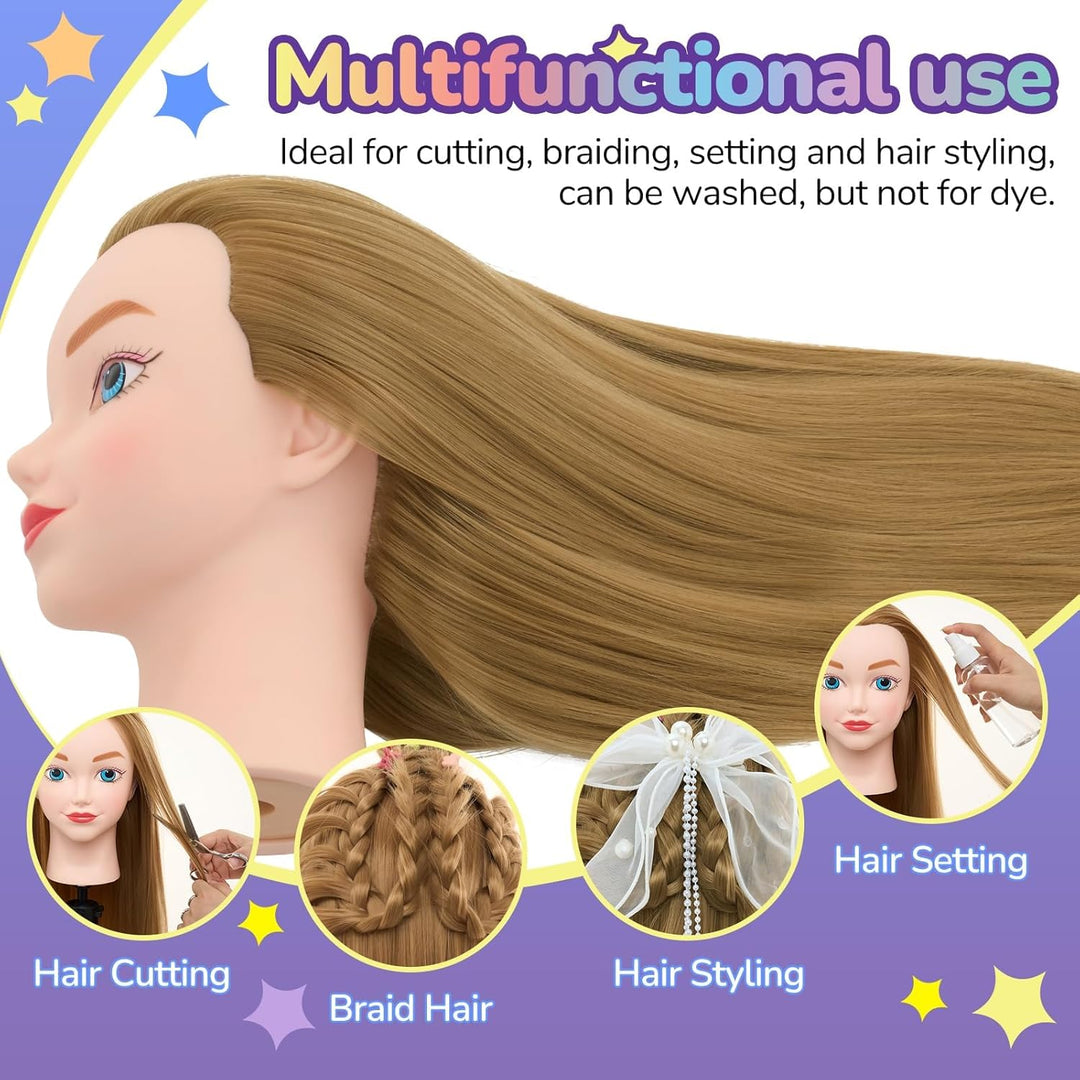 Neverland 20" Übungskopf Frisierkopf Friseur 100% Synthetisches Haar Perückenkopf Puppenkopf Trainin