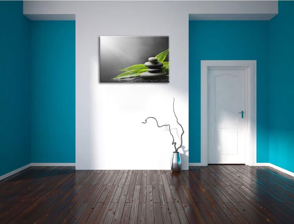 Zen Steinturm schwarz/weiss Format: 100x70 auf Leinwand, XXL riesige Bilder fertig gerahmt mit Keilr
