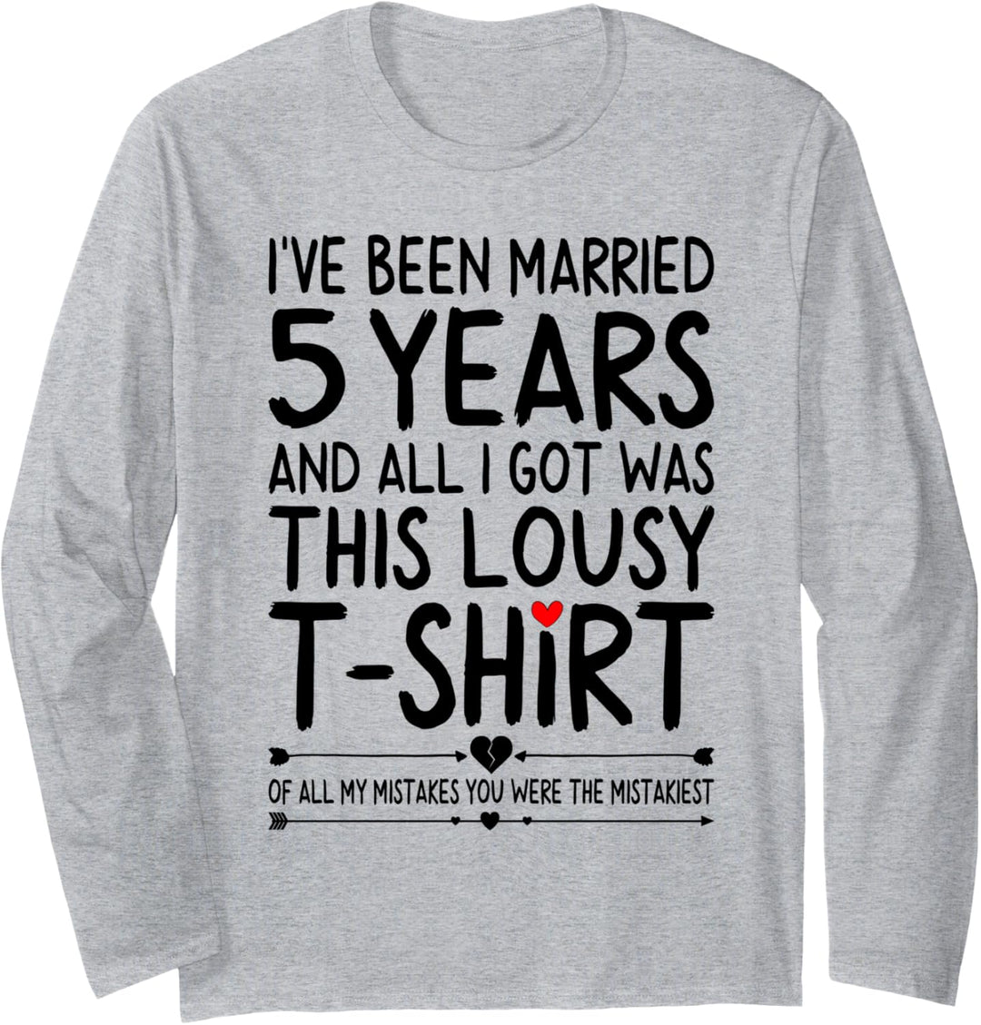 5 Years of Marriage 5th Wedding Anniversary for Her Husband Langarmshirt