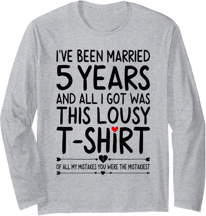 5 Years of Marriage 5th Wedding Anniversary for Her Husband Langarmshirt