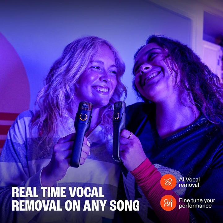 JBL EasySing Mic Mini KI‑gesteuertes Mikrofon, Echtzeit‑Vocal‑Removal, 6 Stunden Wiedergabezeit, Abn