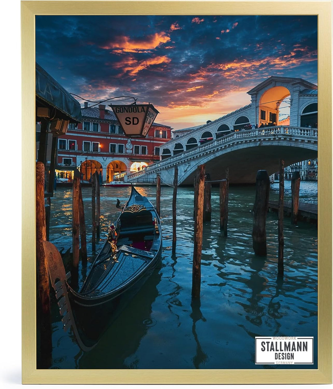 Stallmann Design Bilderrahmen 40x100 cm gold Holz mit Acrylglas Rahmen-Breite 20mm Posterrahmen Wech