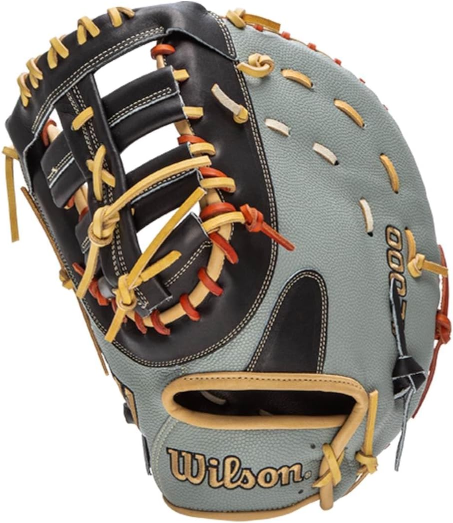 WILSON A2000 Baseball-Handschuh-Serie Linke Hand Wurf First Base SuperSkin Handschuh, 31,8 cm, Grau/
