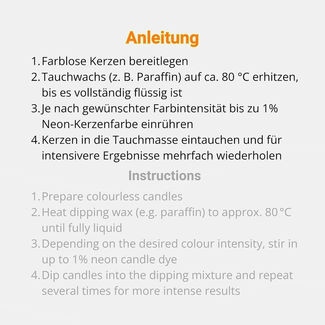 DistrEbution.com 100 g Wachsfarbe/Grundfarbe zum Tauchen, Kerzenfarben Neon Serie, Made in Germany (