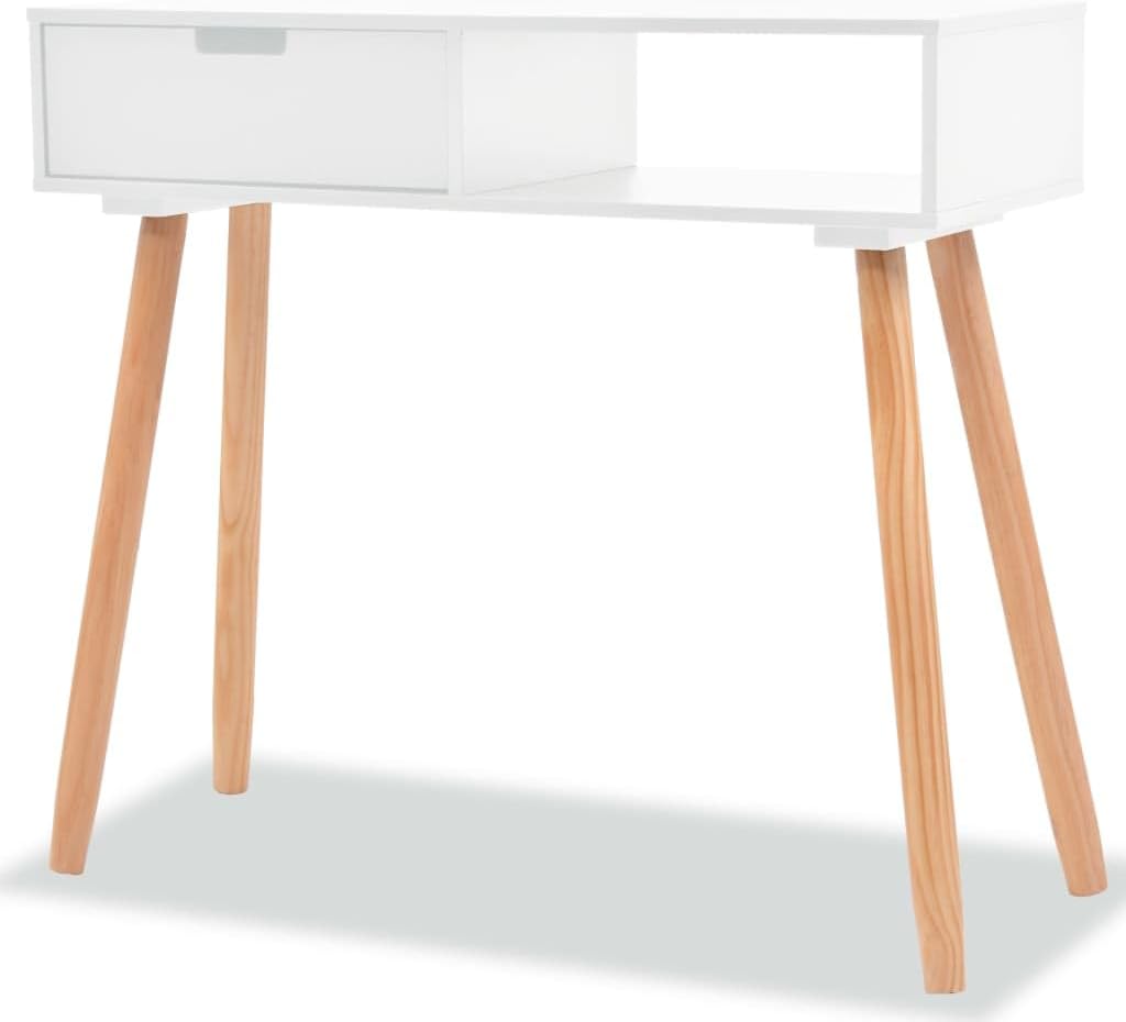 vidaXL Pinienholz Massiv Konsolentisch Tisch Schreibtisch Konsole Ablagetisch Weiss, Wei&#xDF;