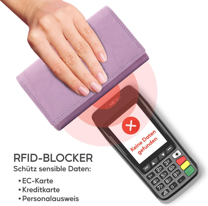 ekavale Damen-geldbörse XXL aus Rindsleder mit RFID Leder-Geldbörse mit vielen Fächern für Frau (Ant