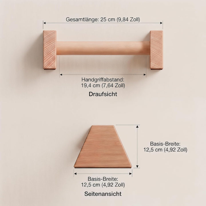 2 Stück Liegestützgriffe aus Holz, Push Up Bars Parallettes | Calisthenics Equipment, rutschfesten P