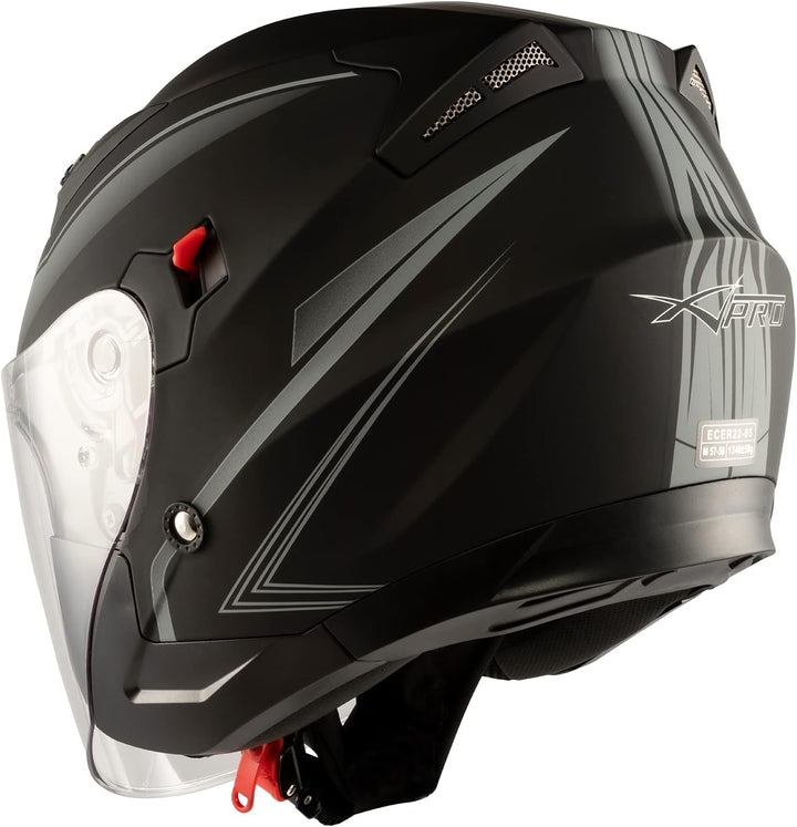 Motorradhelm Doppeltvisier City Jet Zertifikat ECE 22-06 Scooter 61-62 cm (XL) Matt Silber