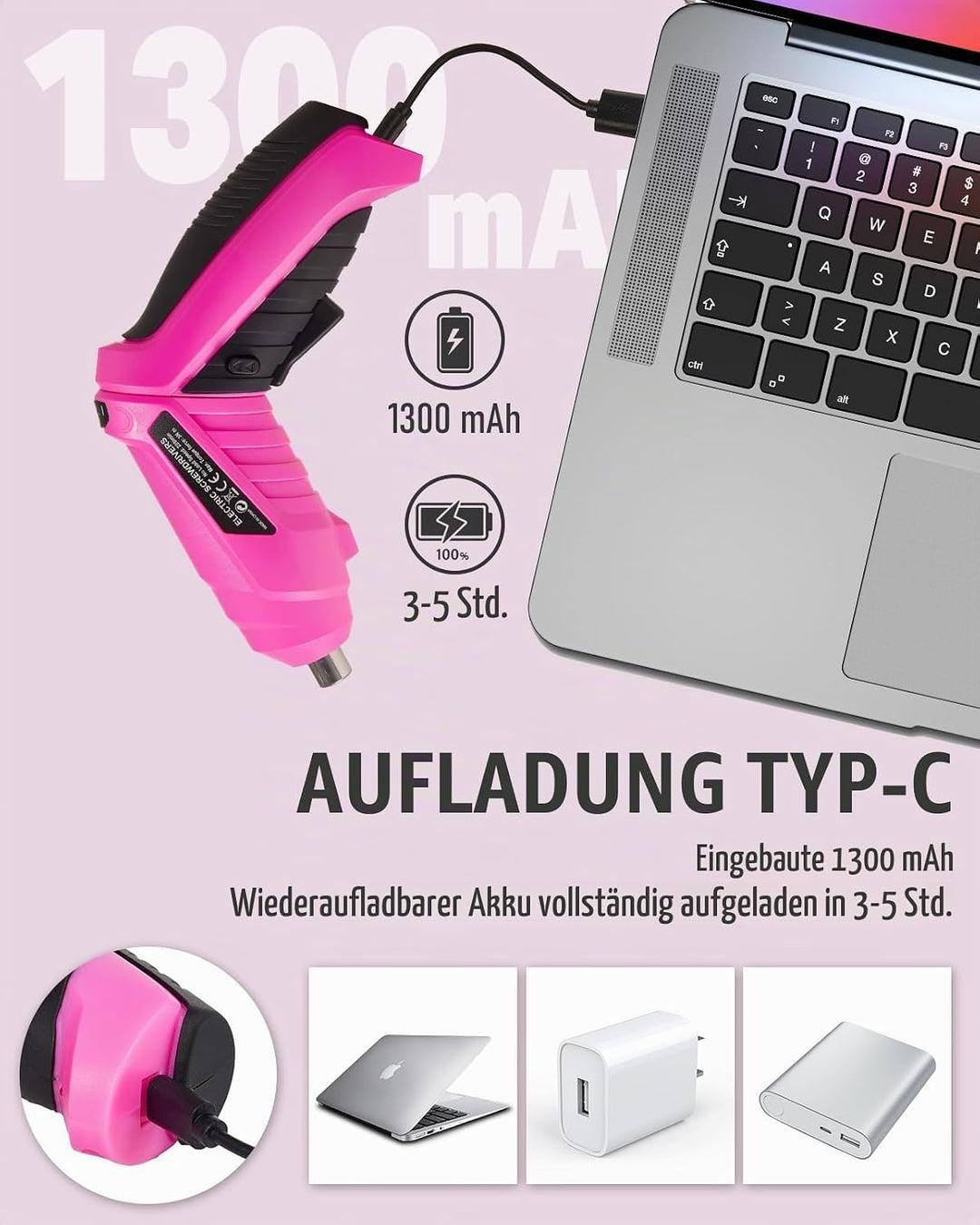 Durofort 3,7V Mini Cordless Akkuschrauber,3Nm kleiner akkuschrauber,Satz mit 48 Schraubendreherbits